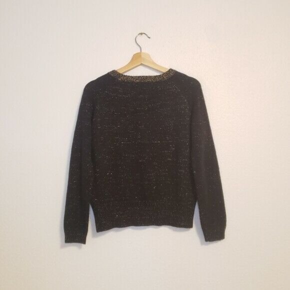 H&M Women's Small Gold and Black Sparkly Long Sleeve Sweater - Picture 3 of 5